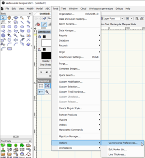 Open the Vectorworks Preferences dialog